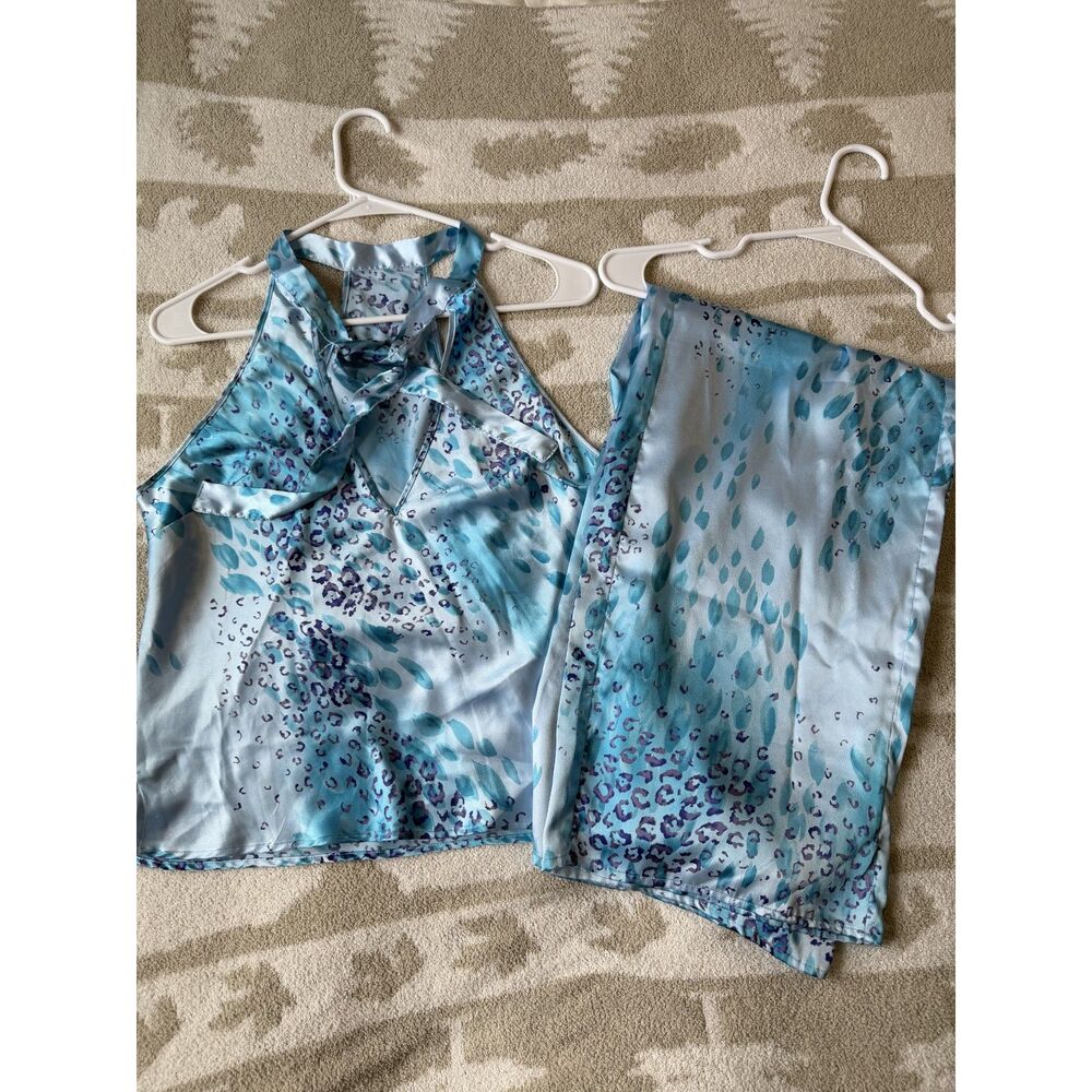 Vintage Y2K Victoria’s Secret Blue Cheetah Pajama Set | Size XS